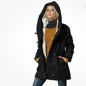 Eleter Hooded Fleece Lined Coat Jackets Women’s Sz Large